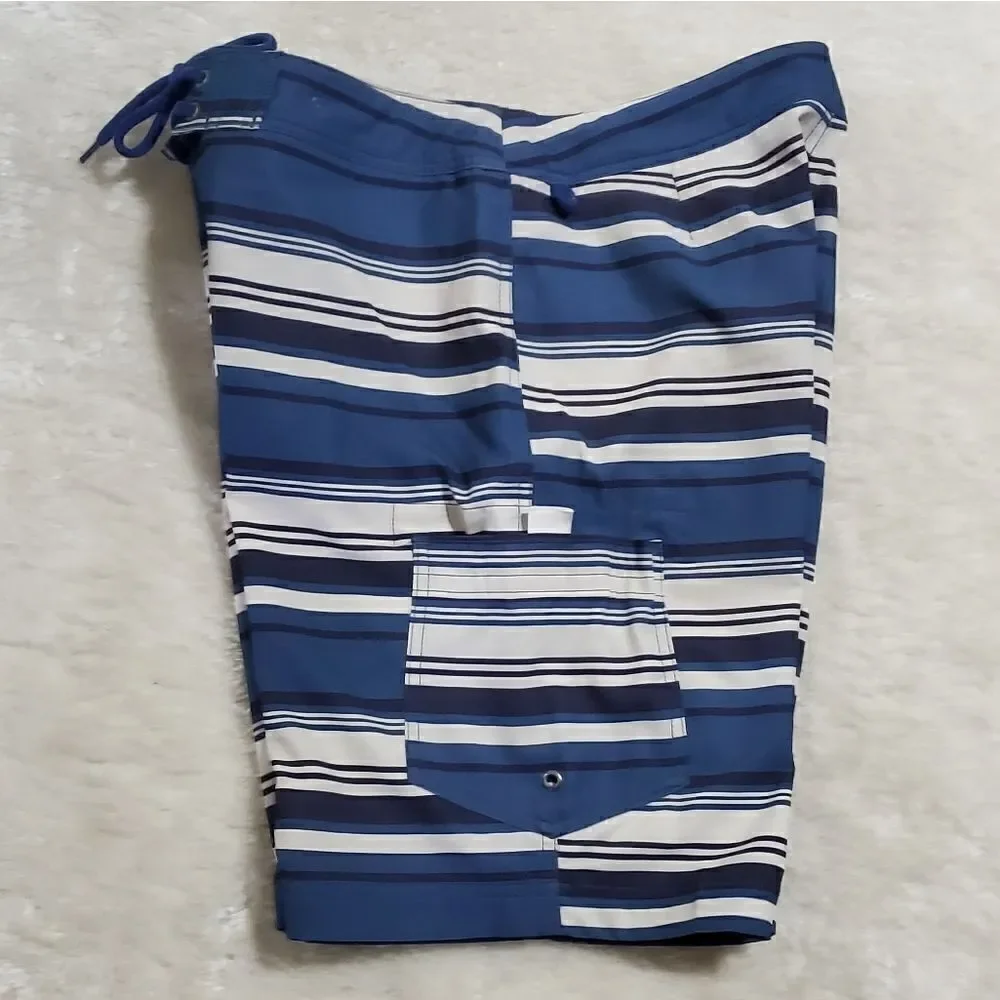 J. by J. Crew Flex Blue Striped Swim Boardshorts, Size 30